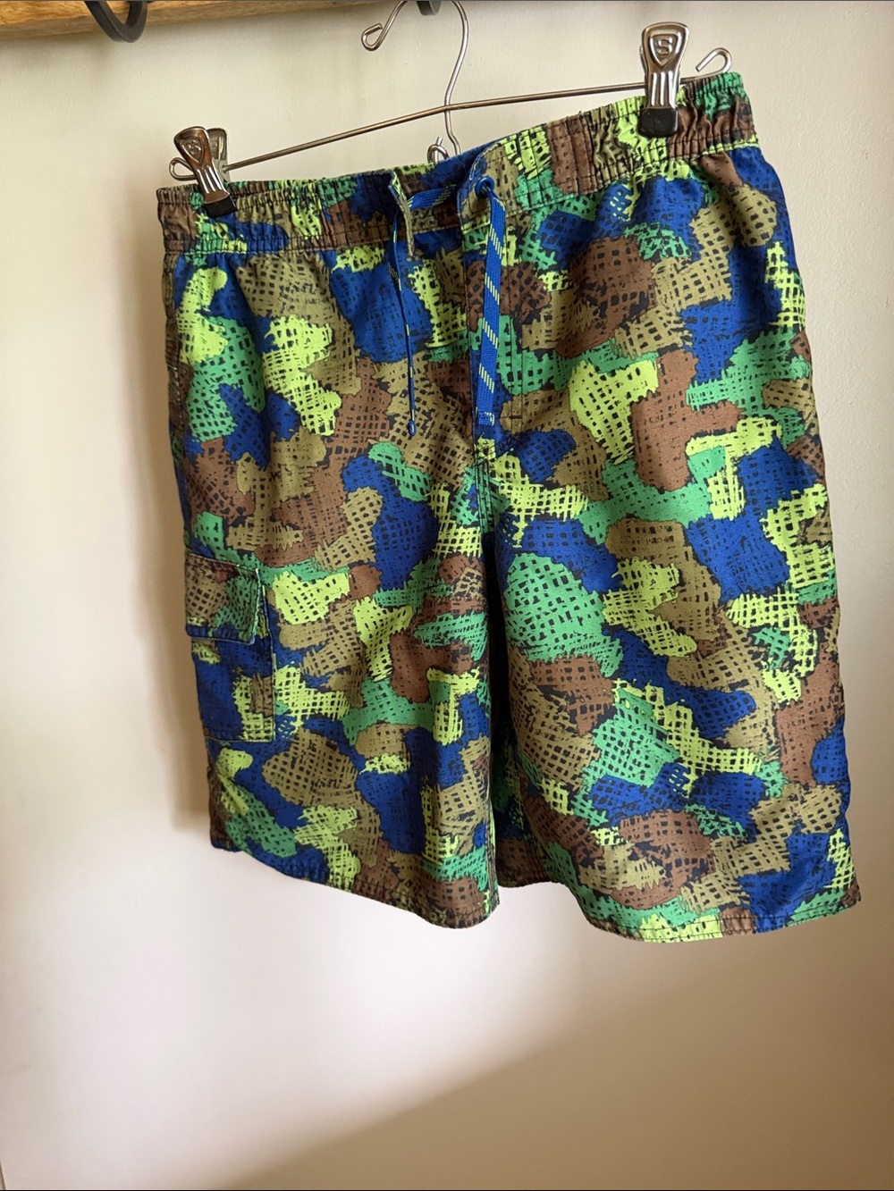 L.L. Bean Green Blue Brown Camo Swim Shorts